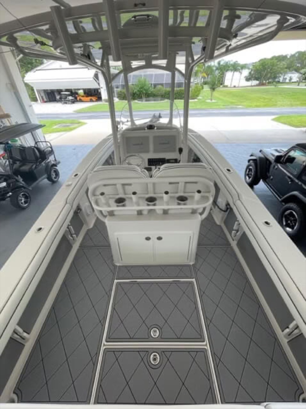 Center console with gray SeaDek